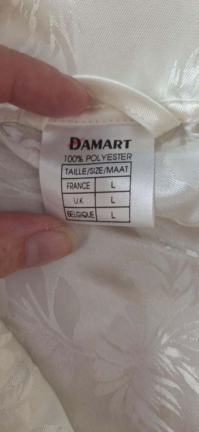 Chemisier satiné DAMART ivoire fleuri – effet soie, boutons dorés – T. L – comme neuf - photo numéro 7