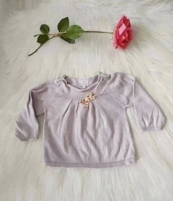 Pull fin en coton mauve bébé fille 12 mois