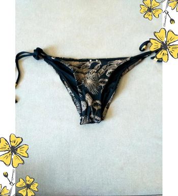 Bas de maillot de bain noir à imprimé floral doré – Goldenpoint – Neuf avec étiquette – Taille 38