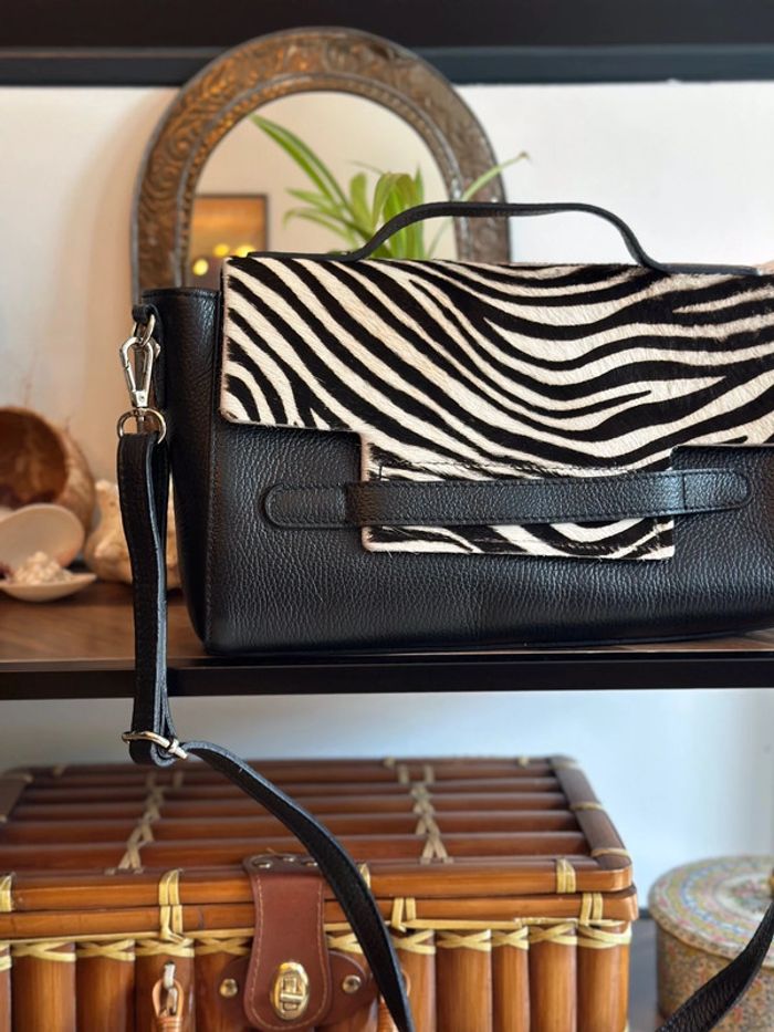 Sac en cuir à bandoulière zèbre – fabrication italienne - photo numéro 2