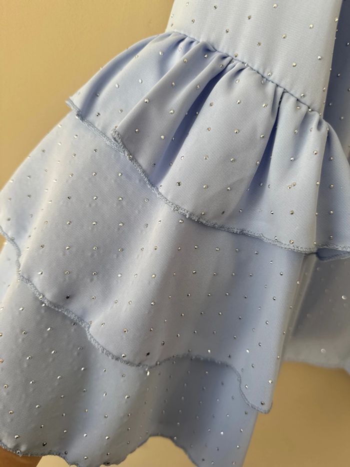 👕🌞Haut à strass bleu ciel clair été  - neuf avec étiquette- melitea - taille unique - photo numéro 4