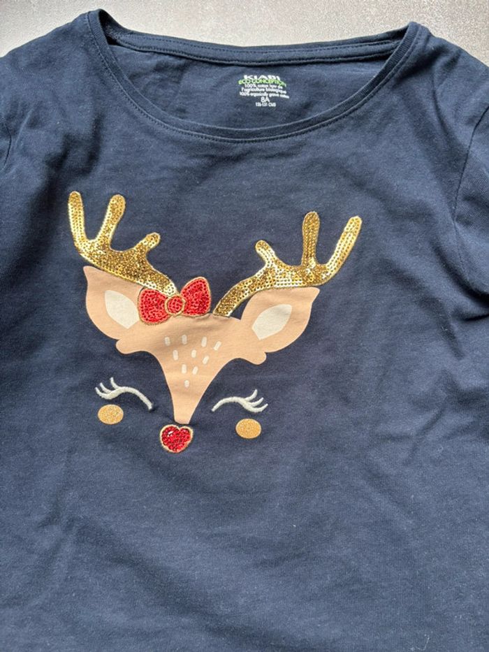 Tee shirt manches longues renne à paillette - photo numéro 2