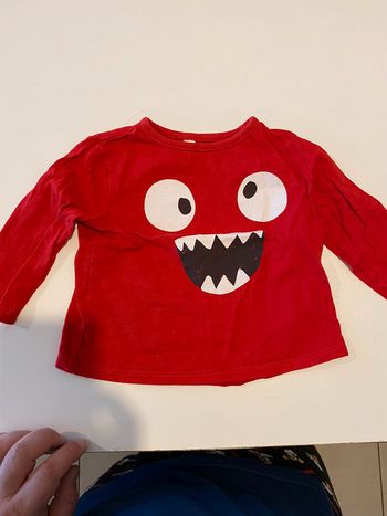 T-shirt monstre 3-6 mois rouge