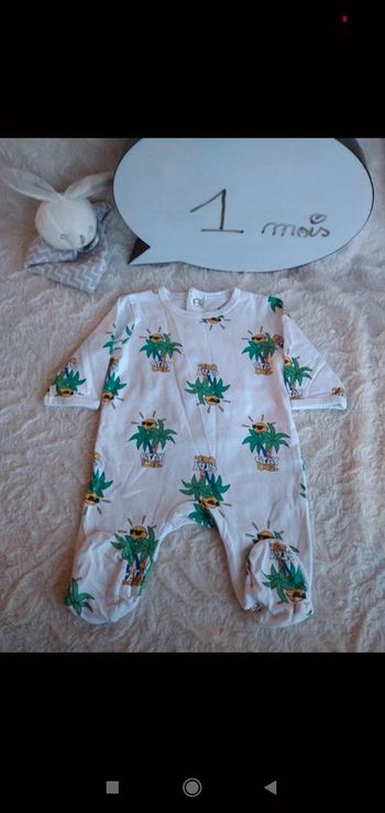 Pyjama grenouillère été léger Mixte 1 mois Smiley Stay cool Kiabi Eco conception 100% coton bio