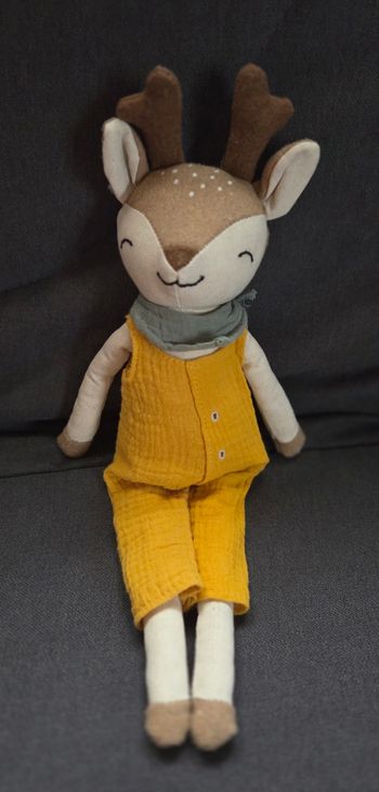 Peluche Renne salopette jaune moutarde- Maisons du monde