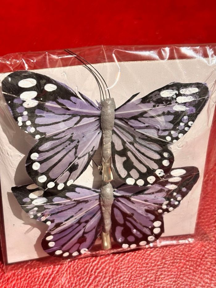 Lot 6 papillons à pinces grises, jaune et orange - photo numéro 4