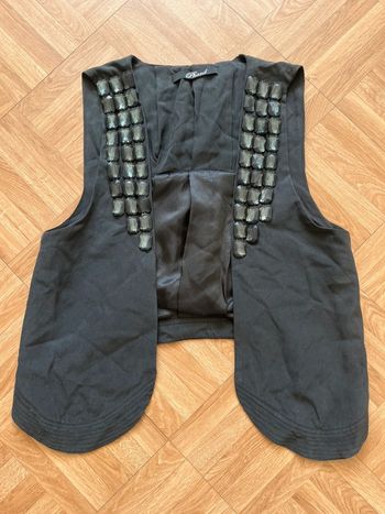 Veste sans manches noire coton & soie vintage Phard