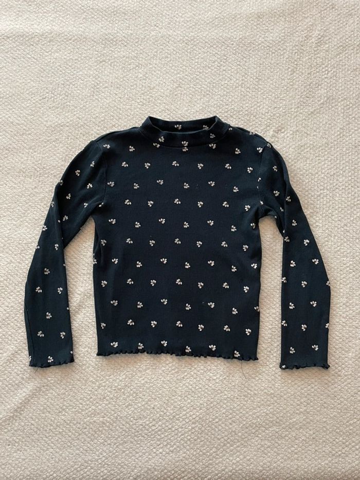 T-shirt manches longues bleu marine fille 8 ans