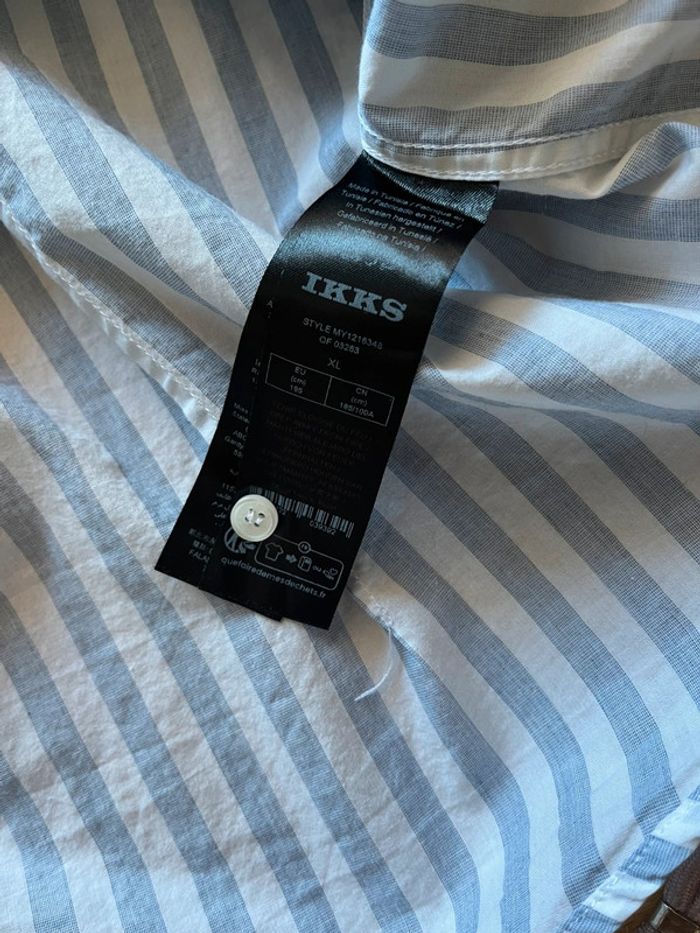 👔 Chemise homme classique blanche rayée bleu Ikks – Taille XL coupe slim coton – Très bon état - photo numéro 4
