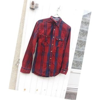 Chemise à manches longues à carreaux bleur foncé et bordeaux homme / Taille 36 / S / In Extenso