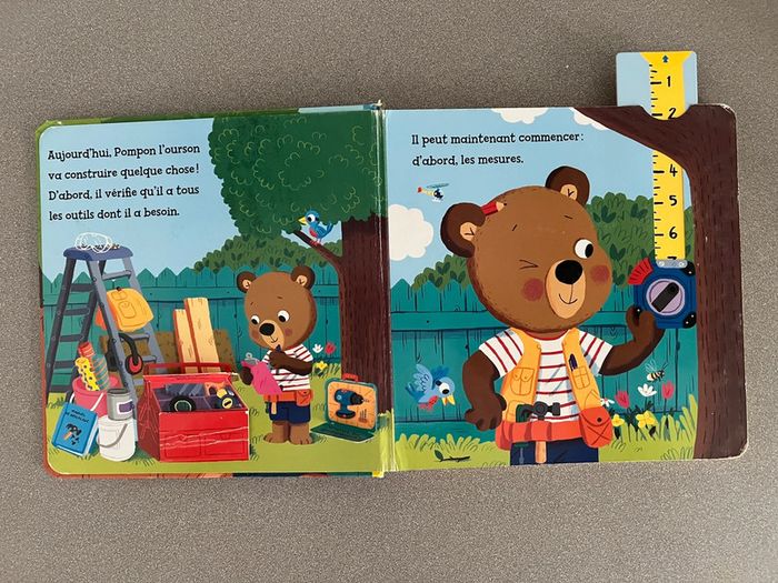 Beau livre d’éveil bricolage avec tirettes et volets Pompon l’ourson Gallimard jeunesse - photo numéro 2