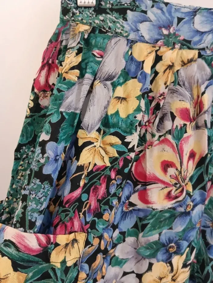 Pantalon vintage fleurs multicolores léger René Derhy - photo numéro 4