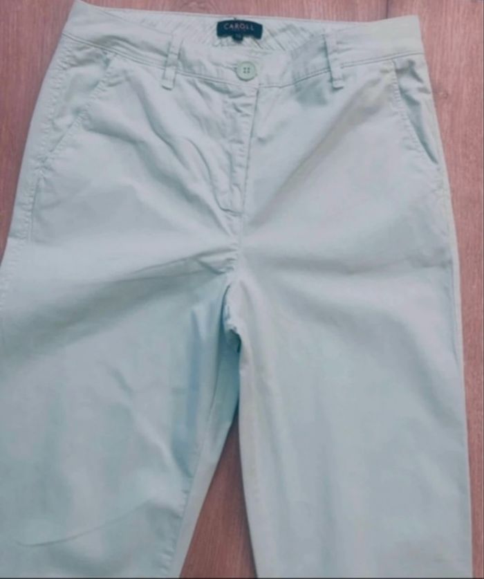 Pantalon Caroll taille 36 vert pastel amande Etat comme neuf - photo numéro 6