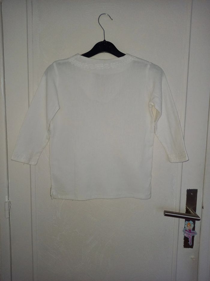 Haut blanc manches 3/4 Taille 6 ans - photo numéro 2