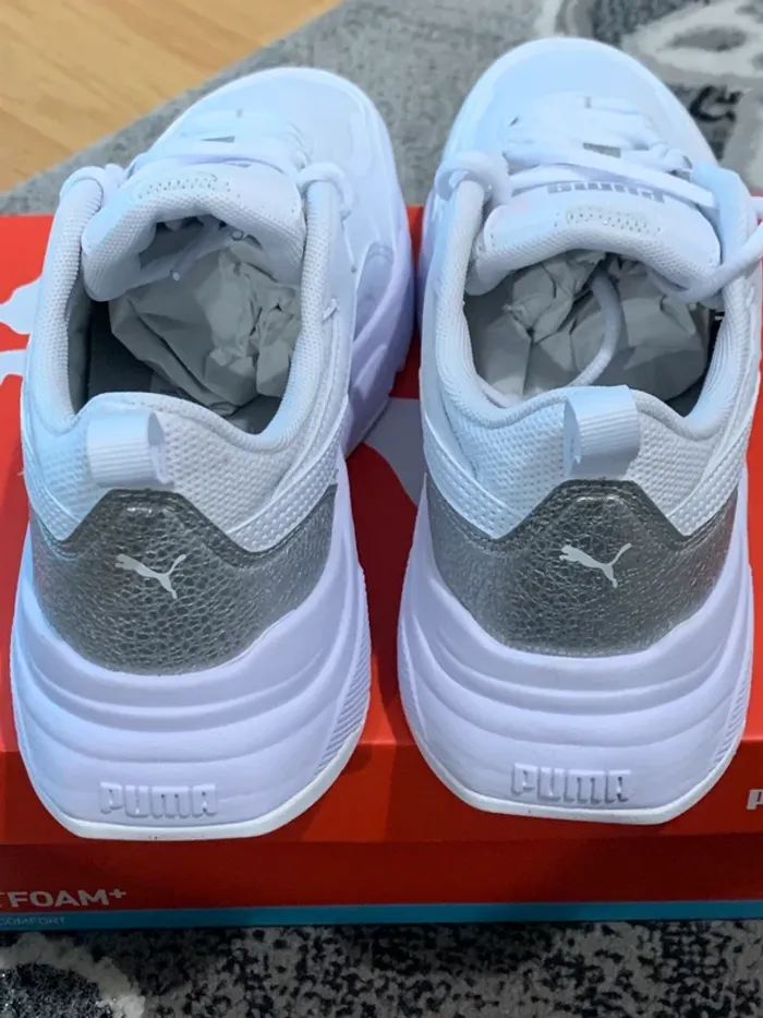 Baskets femme puma soft original blanc et argenté - photo numéro 3