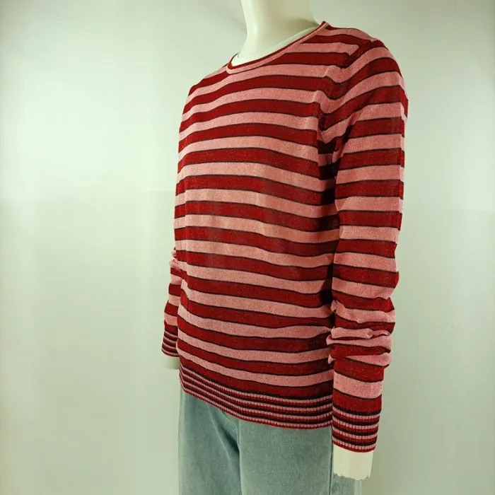 T-shirt à manches longues - Tara Jarmon - M LE Rayé Rouge et Rose - photo numéro 2