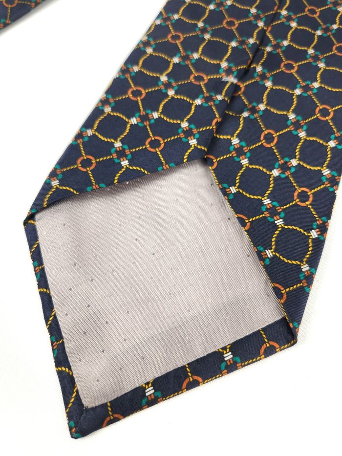 Cravate Francesco Borgia en Soie Motif géométrique Bleu marine - photo numéro 5