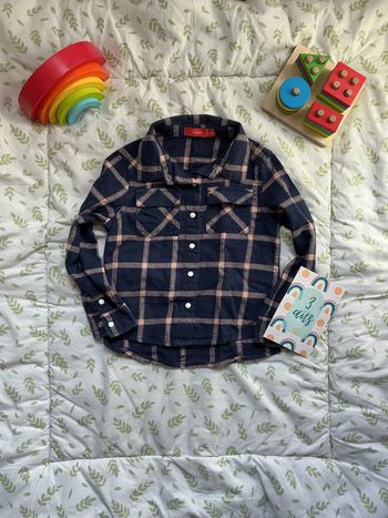 chemise manches longues marine et rose 3 ans tissaia