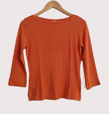 T shirt orange manches 3/4. Camaieu. Taille 1 / 36 / 38