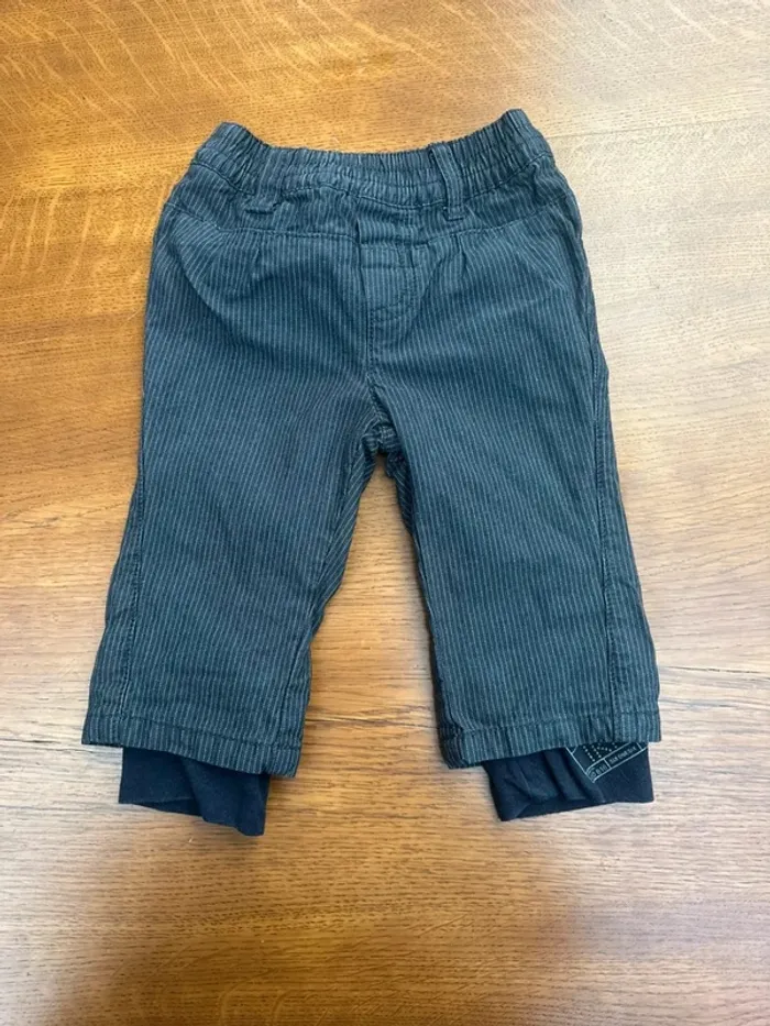 Pantalon IKKS double 6 mois noir rayés - photo numéro 3