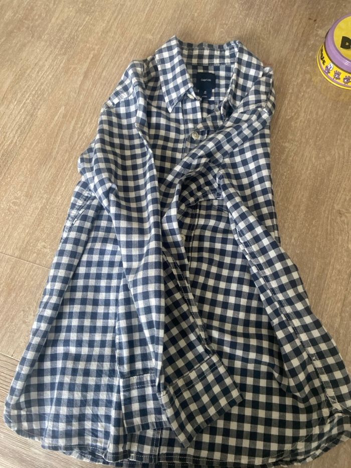 Chemise à carreaux bleue marine blanc Gap - photo numéro 3