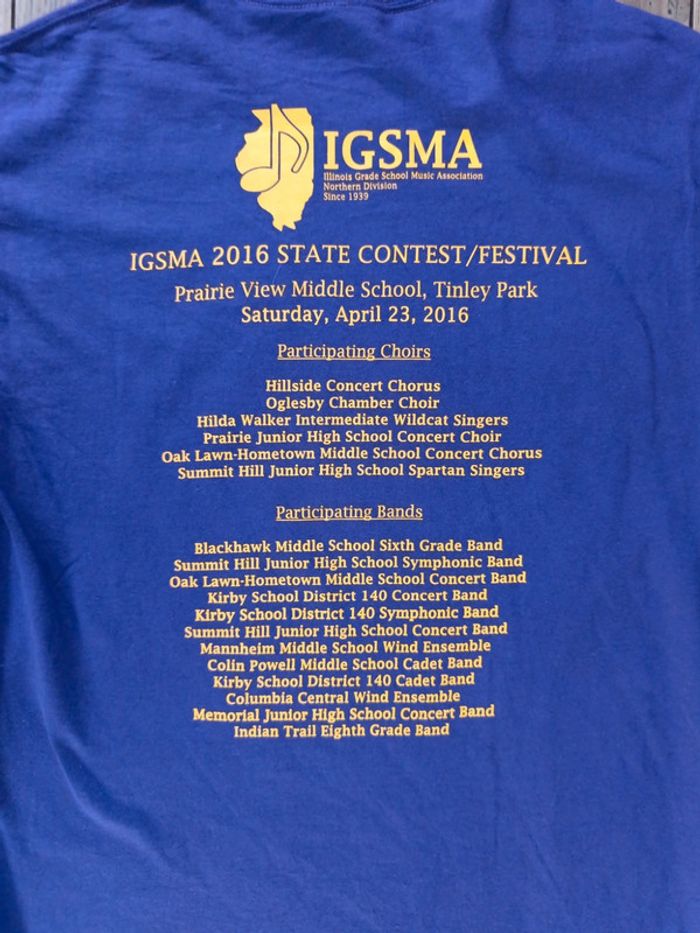 T-shirt festival vintage Illinois grade school music IGSMA 2016 S - photo numéro 5