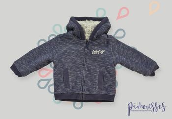 Veste sweat capuche fourrée molleton fourré bleu blanc Levi's 12 mois 74 cm garçon