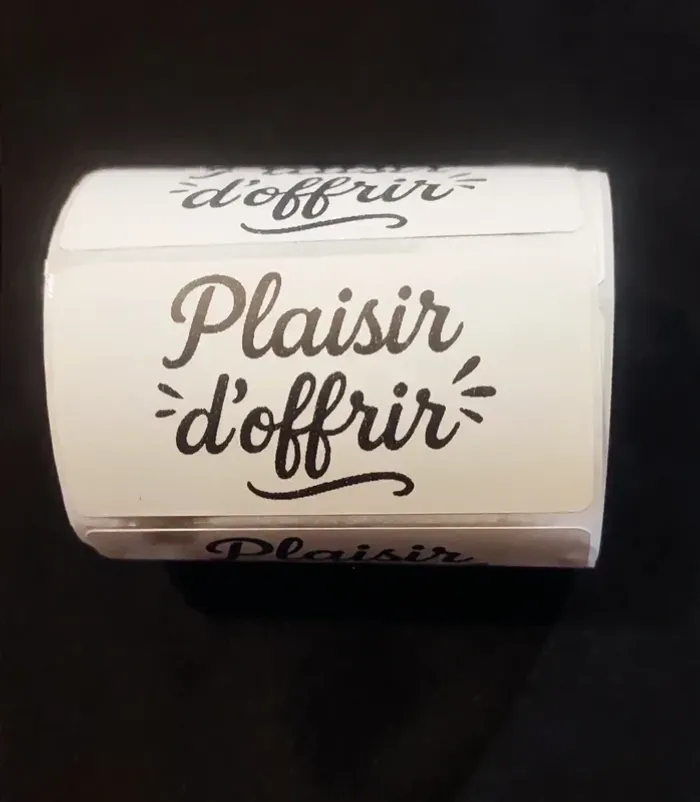 Lot de 50 autocollants “Plaisir d’offrir” stickers rectangulaires 60×30 mm - photo numéro 2