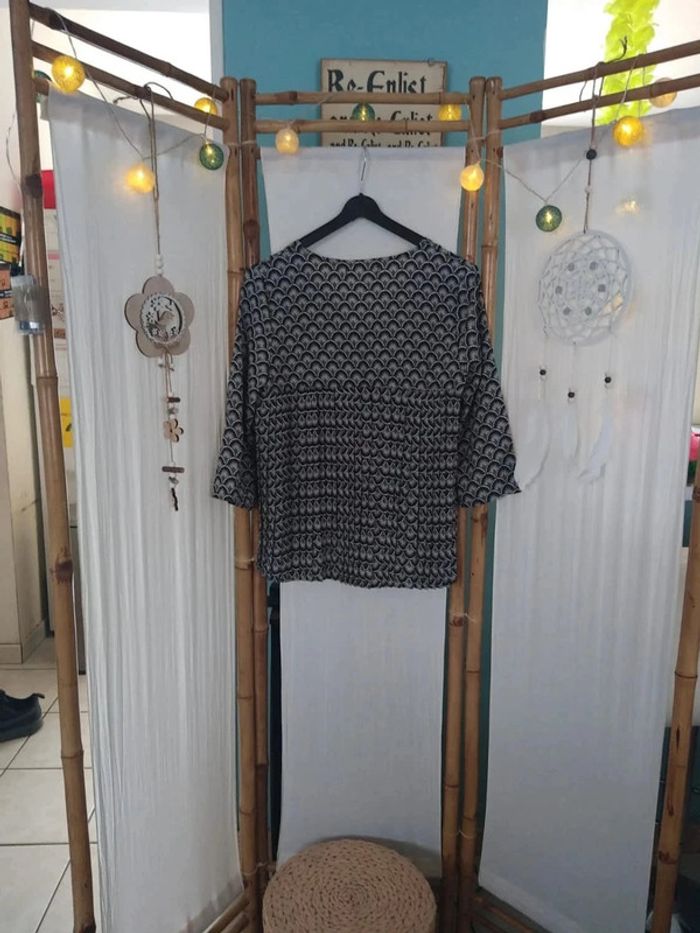 Blouse manches 3quart v code noir taille s - photo numéro 2
