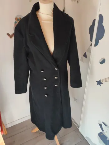 Manteau long en laine noir veste