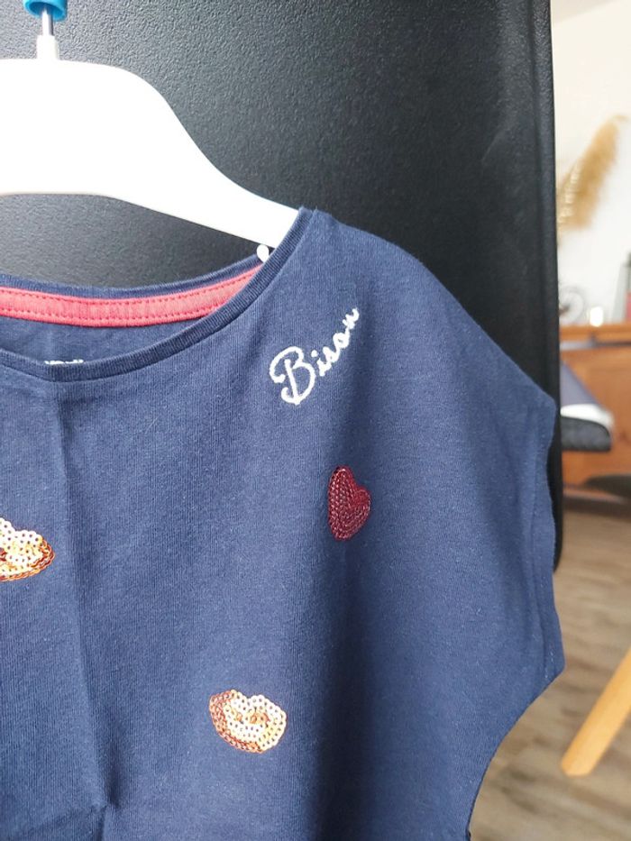 Tee-shirt manches courtes Vertbaudet 4 ans bleu marine sequins - photo numéro 5