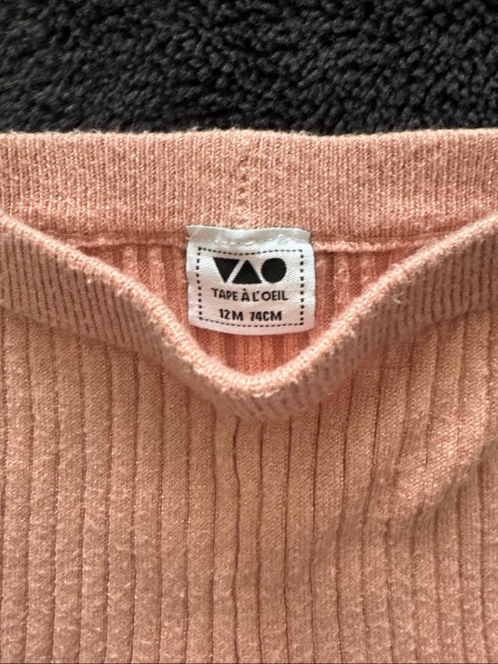 Pantalon patte d’éléphant rose paillette TAO 12 mois - photo numéro 2