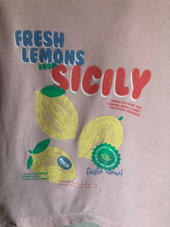 T-shirt rose tendre imprimé citron 5-6 ans Primark