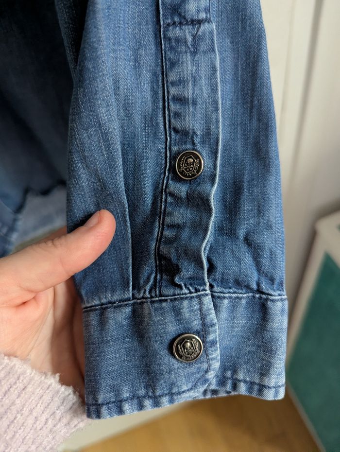 Chemise en jean bleu à clous the kooples sport taille s 36 - photo numéro 5