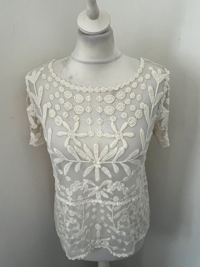 Blouse dentelle blanche Zara S - photo numéro 3
