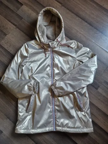 Manteau / Parka mi-longue imperméable fourrée dorée. Taille M. Laura Jo. TBE