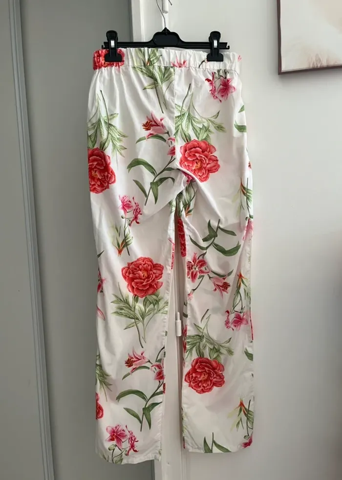 Pantalon léger blanc fleuri Oysho T38 - photo numéro 7