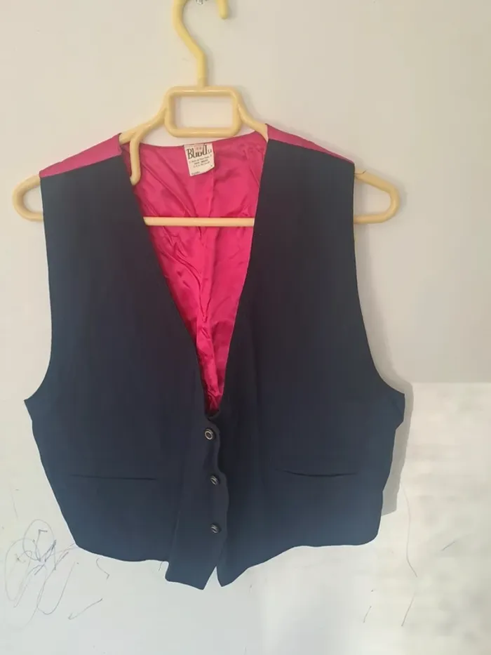 Gilet costume bleu marine fuschia BUDÙ Taille 44 - photo numéro 2