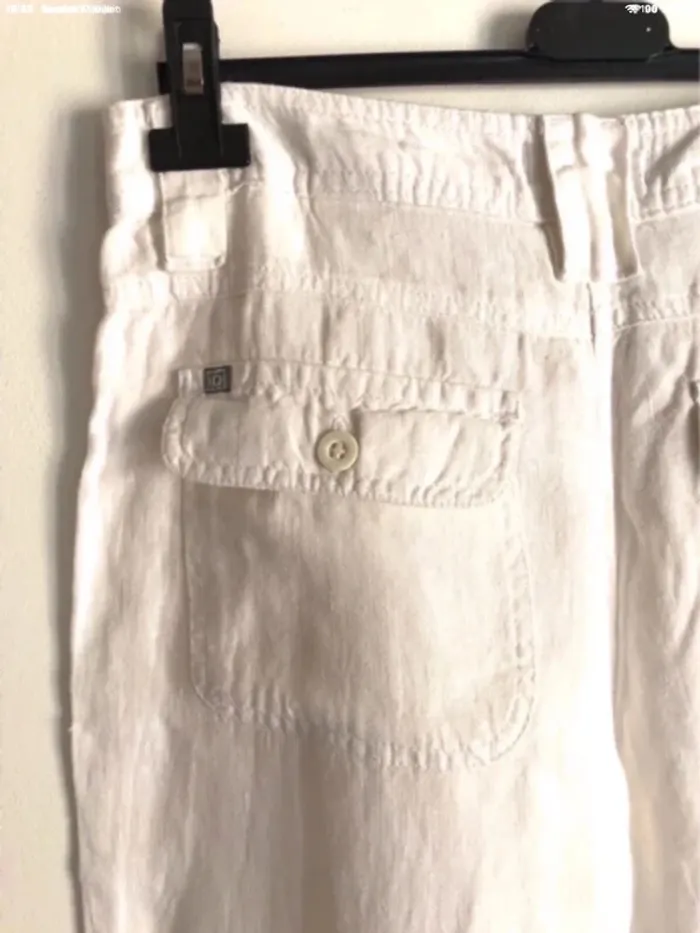 Pantacourt femme blanc en lin taille 40 neuf jamais porté - photo numéro 6