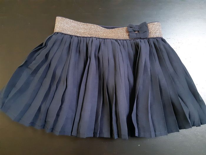 Jupe fête plissée bleu nuit doré neuve bebe fille 12 mois
