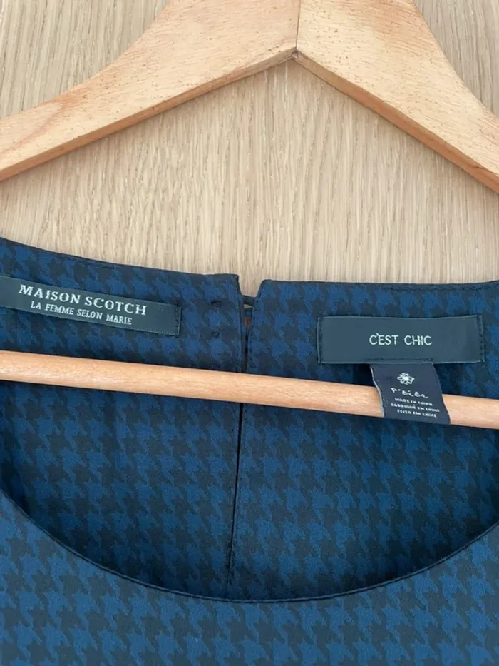 Robe bleu noir maison scotch  pied de poule - photo numéro 4