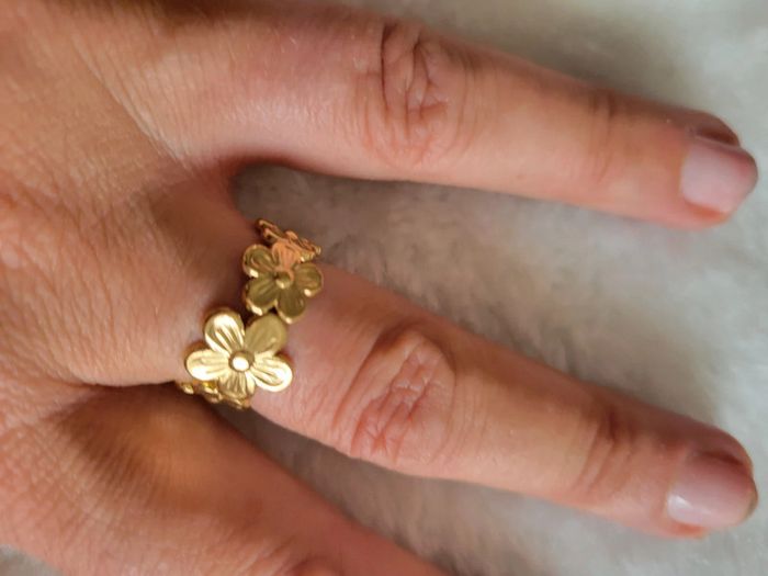 Bague fleurs 🌸 acier inoxydable gold - photo numéro 5