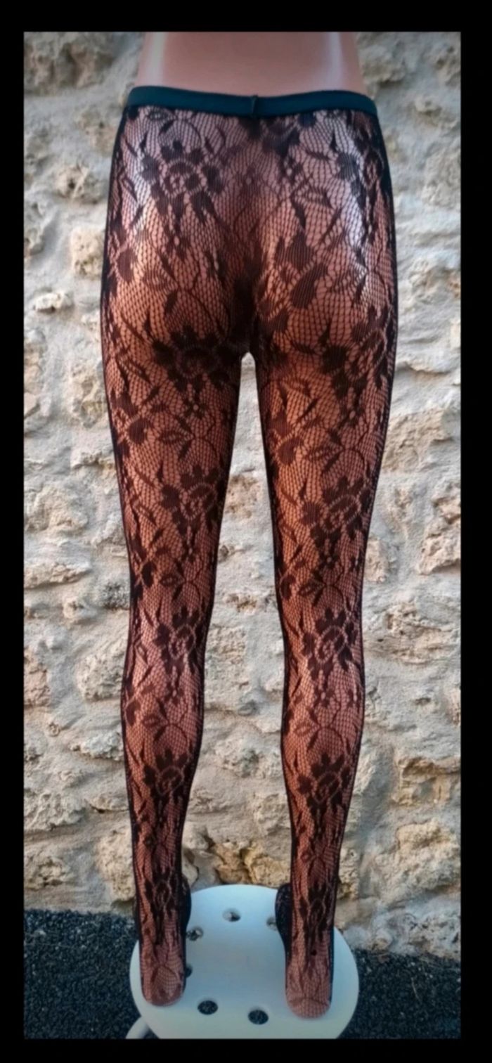 Collant résille fantaisie motif floral - photo numéro 3
