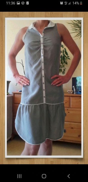 Jupe robe été en soie grise et blanche femme taille 36 Chattawac