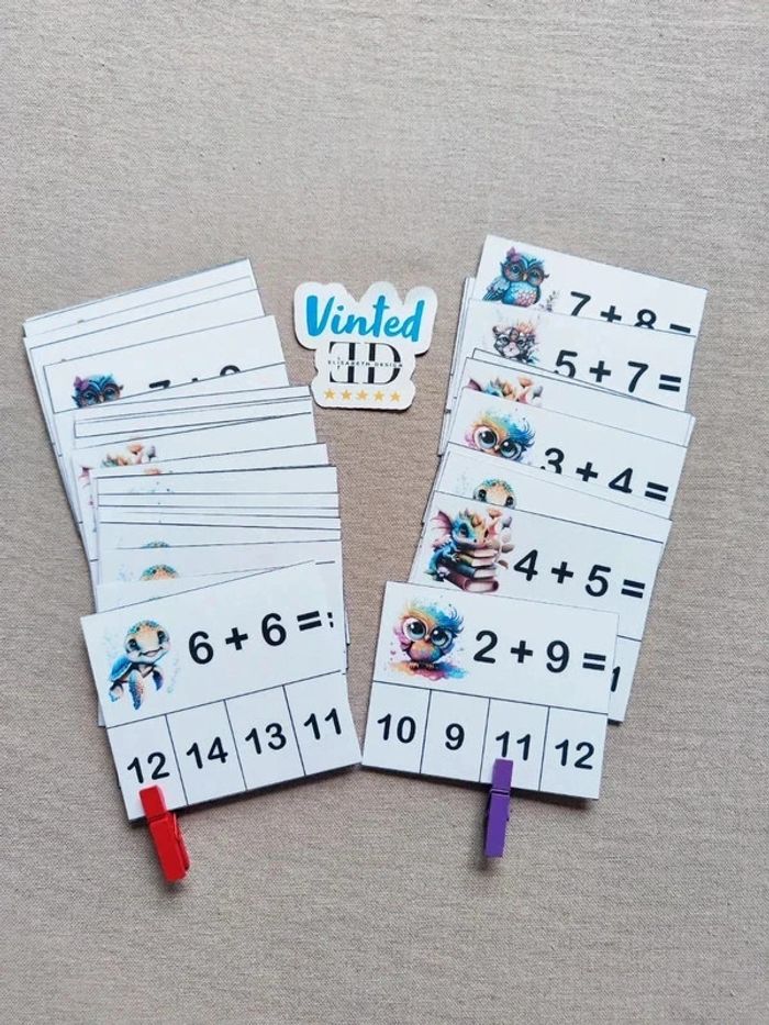 36 cartes à pince additions