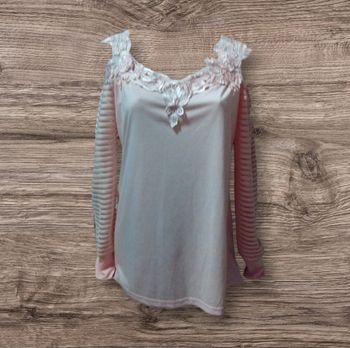 Blouse Rose Manches Texturées