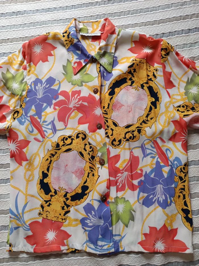 Chemise vintage t.44/46 100% viscose - photo numéro 2