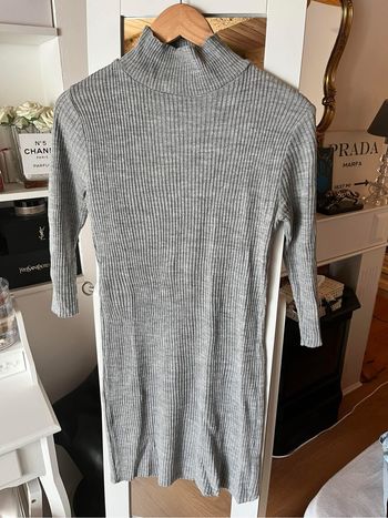 Robe courte maille côtelée col montant grise Missuided T.M TBE 🐭