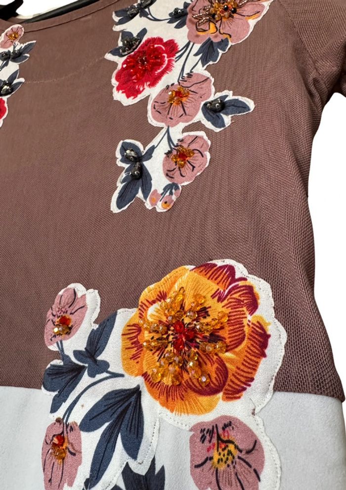 Robe fleurie brodée de perles Print Flowers Dress Size S - photo numéro 7