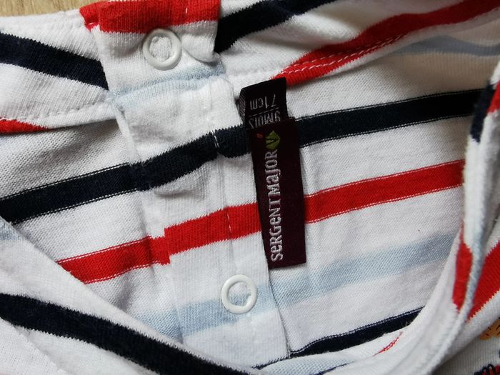 T-shirt blanc rayé bleu rouge Sergent Major 9 mois - photo numéro 4